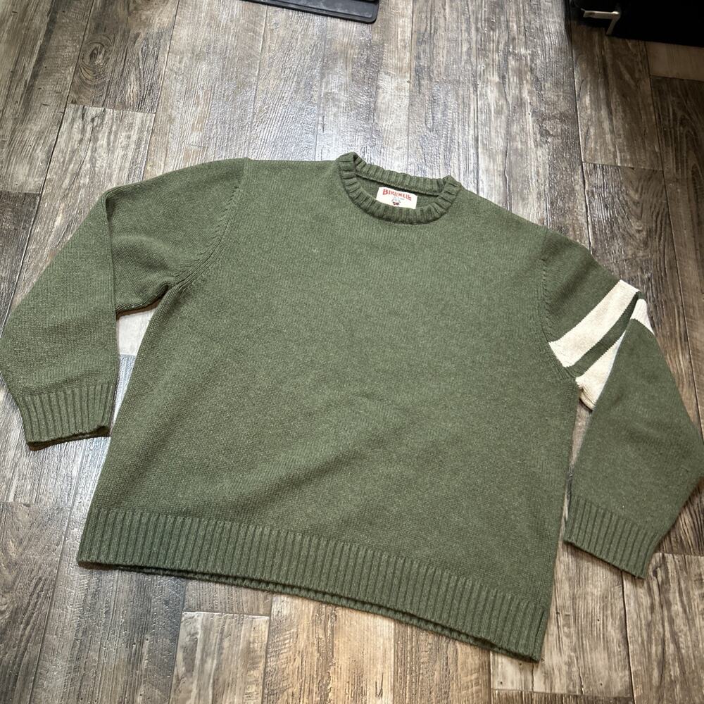 Birdwell Beach Britches Sweater Mens 2XL Green Pullover Knit Stripe